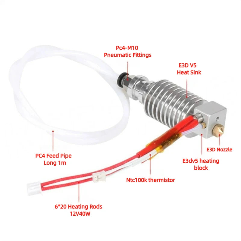 3D Printer 12V V5 J-head Hotend Extruder Kit Heater Hotend Printer Parts for Anycubic I3 MEGA Printer Extruder 1.75mm Filament