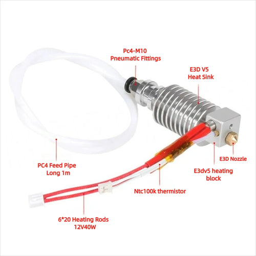 3D Printer 12V V5 J-head Hotend Extruder Kit Heater Hotend Printer Parts for Anycubic I3 MEGA Printer Extruder 1.75mm Filament