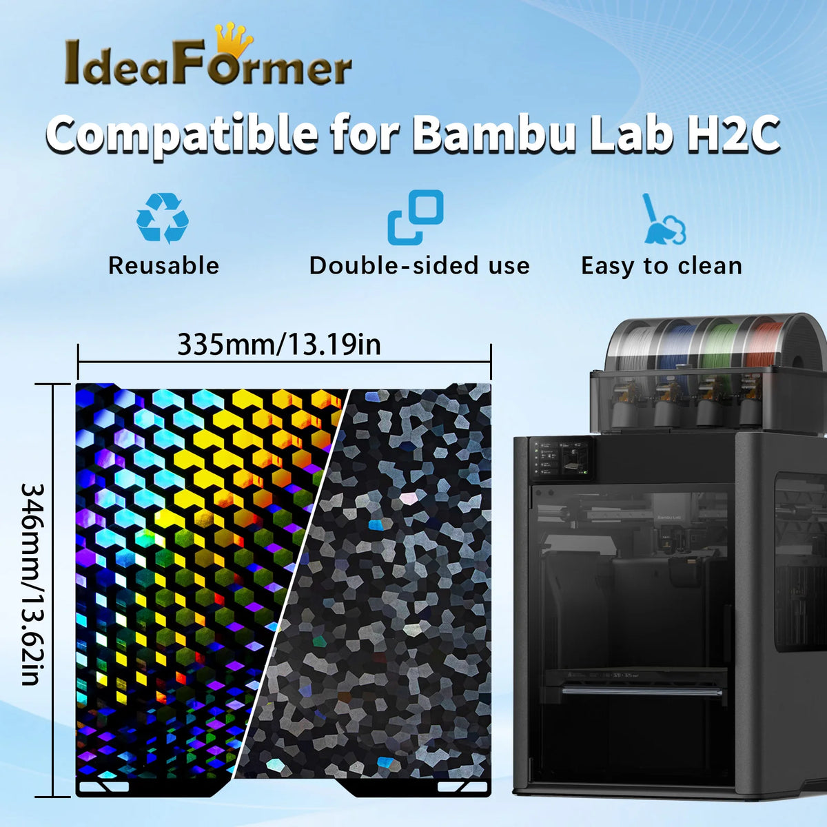 2026 A2L For Bambu Lab H2C Bed Double Sided A2L Bambulab Smooth Build Plate For Bambu Lab Accessories Spare Parts Bambu Heat Bed