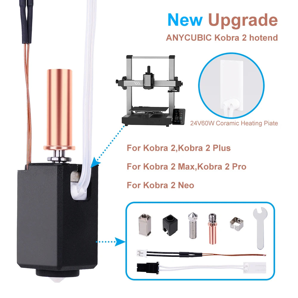 Hotend Kit for Anycubic Kobra 2 Kobra 2 Series Neo Pro/Plus/Max Hot End Kit 24V 60W NTC 100K Kobra 2 Plus/2 Max/2 Neo/2 Pro