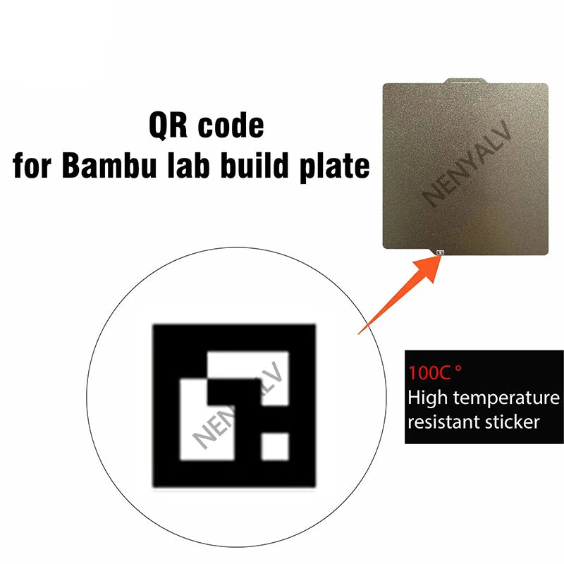Bambu Lab Build Plate QR Code Replacement QR Code Sticker for Bambu Lab X1C Third Party Build Plates