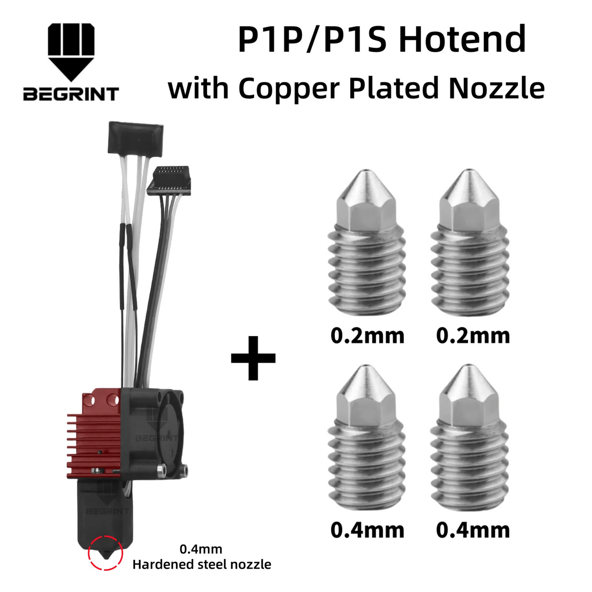 Complete Hotend Assembly Hotend For Bambu Lab X1 X1C P1P P1S with Fan Upgrade 2.0 with Nozzle Complete Bamboo Lab X1 Carbon