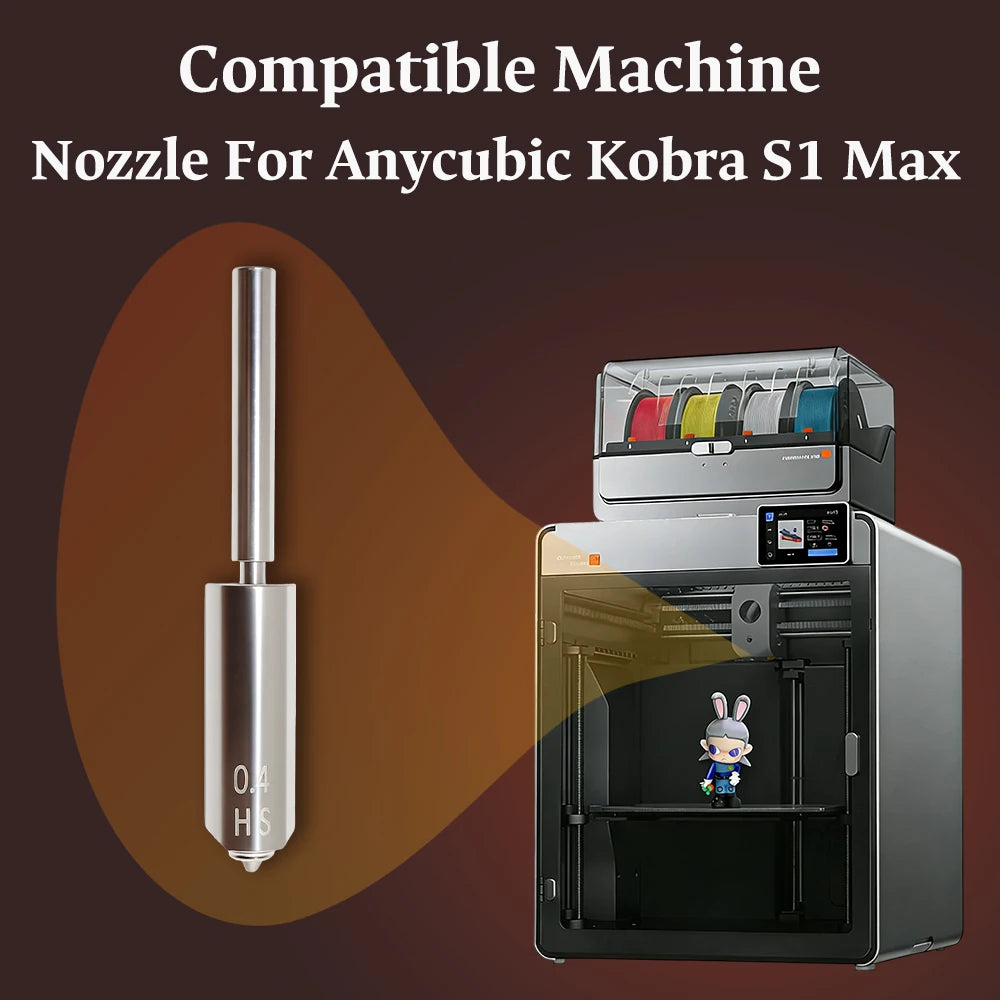 For Anycubic Kobra S1 Max Nozzle With Silicone Sock 0.25 0.4 0.6 0.8 Kobra S1 Max Combo Extruder Hot End 3d Printer Accessories